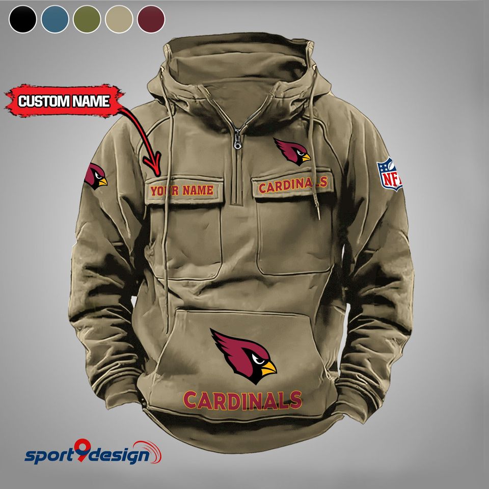 Arizonna Cardinals Vintage Cargo Hoodie With Custom Name Unisex T-shirt, Sweatshirt, Hoodie, Long Sleeve Tee - T-Shirt, Sweatshirt, Hoodie