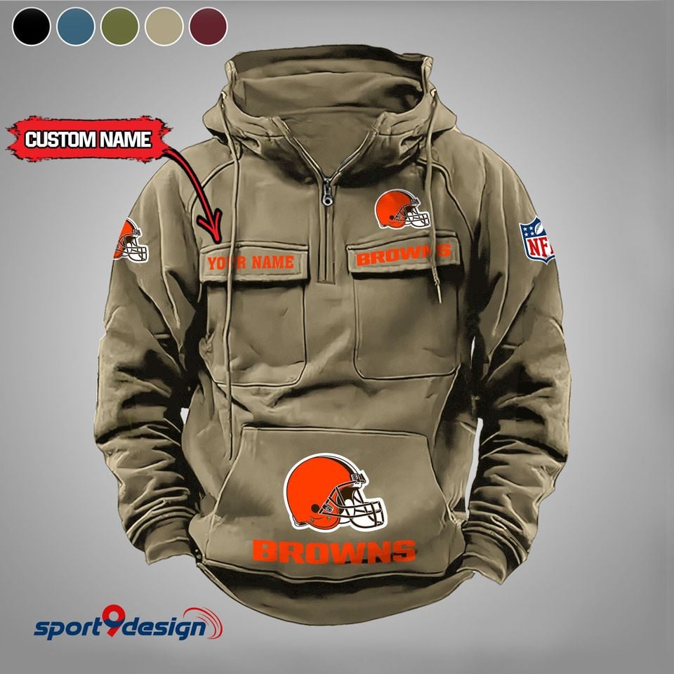 Cleveland Browns Custom Cargo Hoodie, Gift For Fan Unisex T-shirt, Sweatshirt, Hoodie, Long Sleeve Tee - T-Shirt, Sweatshirt, Hoodie