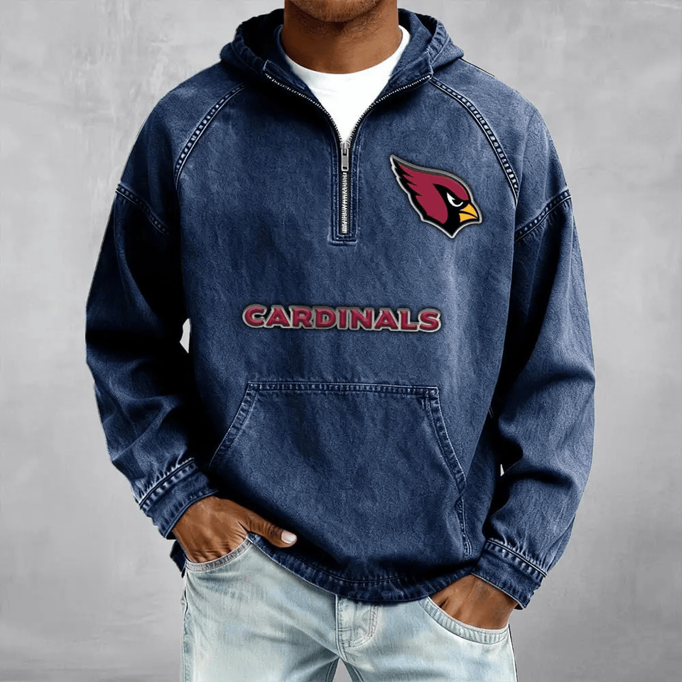 Arizonna Cardinals Men's Denim Long - Sleeve Half-Zip Denim Hoodies Unisex T-shirt, Sweatshirt, Hoodie, Long Sleeve Tee - T-Shirt, Sweatshirt, Hoodie