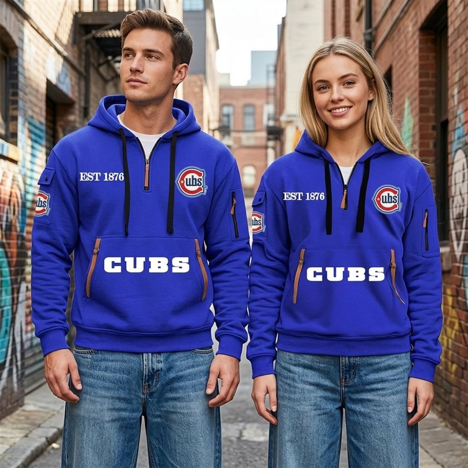 2026 Chicago Cubs EST 1876 Quarter Zip Hoodie Unisex T-shirt, Sweatshirt, Hoodie, Long Sleeve Tee - T-Shirt, Sweatshirt, Hoodie