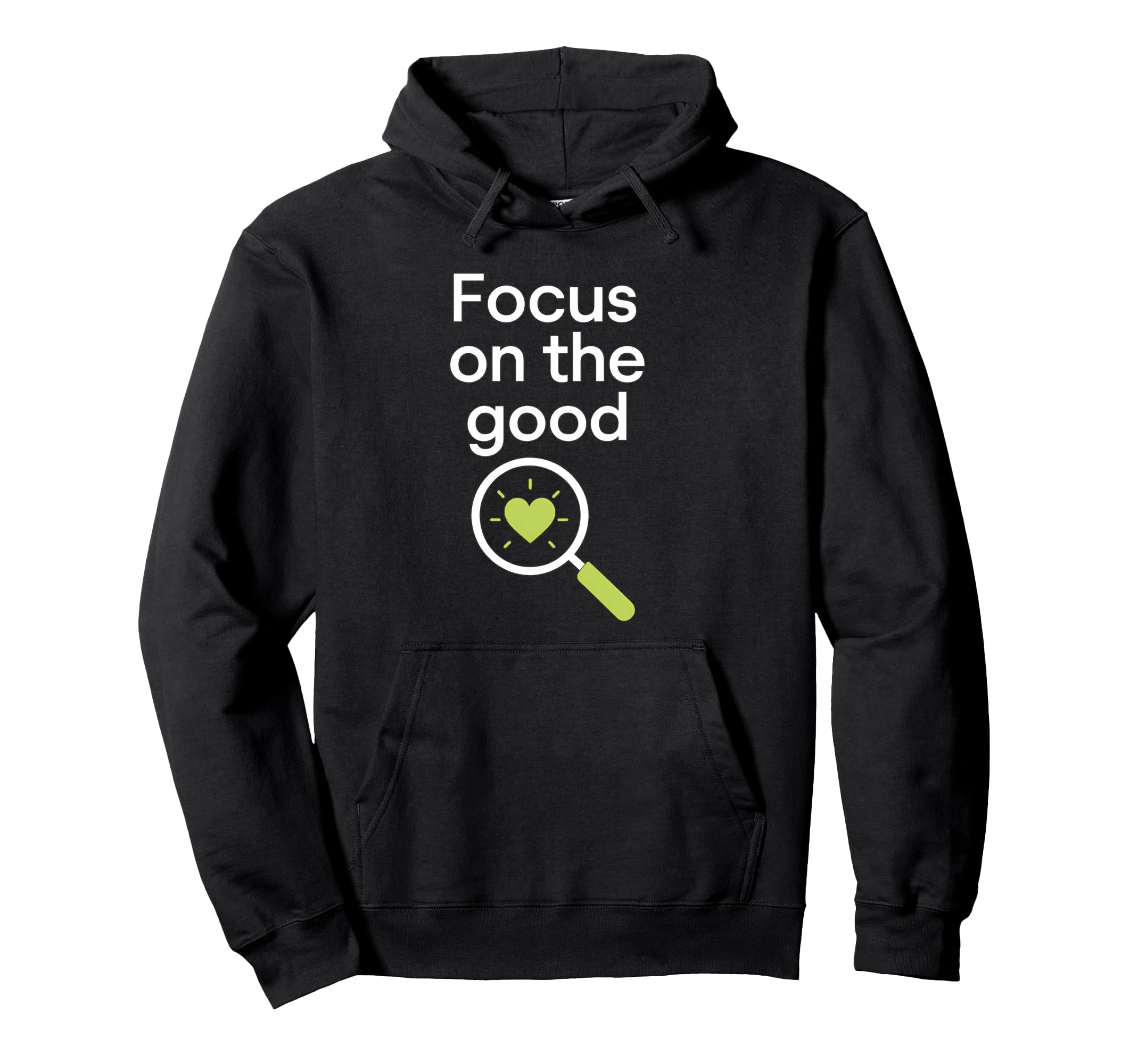 Focus Good Self Care Heart Magnifying Glass Hoodie - Unique Graphic Unisex - T-Shirt, Sweatshirt, Hoodie