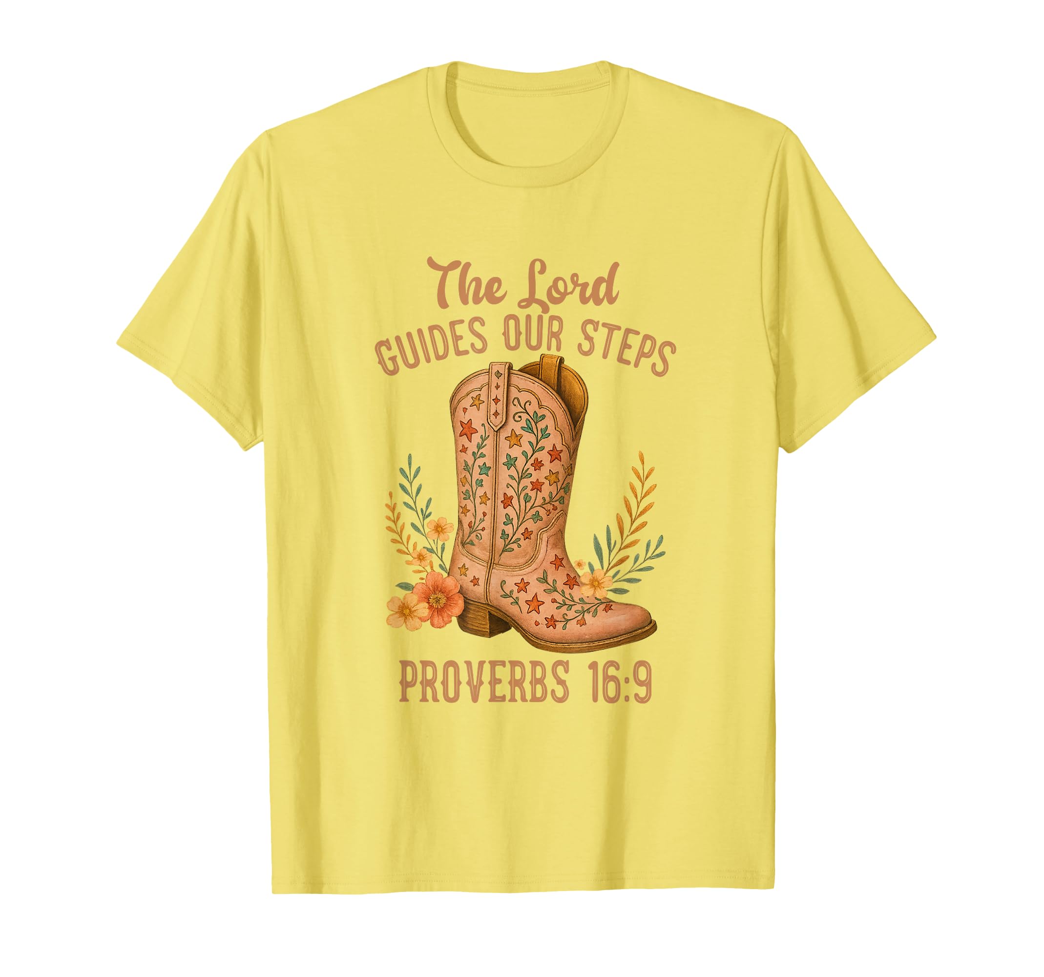 Floral Proverbs 16 9 Lord Guides Our Steps T-Shirt - Trendy Graphic Unisex - T-Shirt, Sweatshirt, Hoodie
