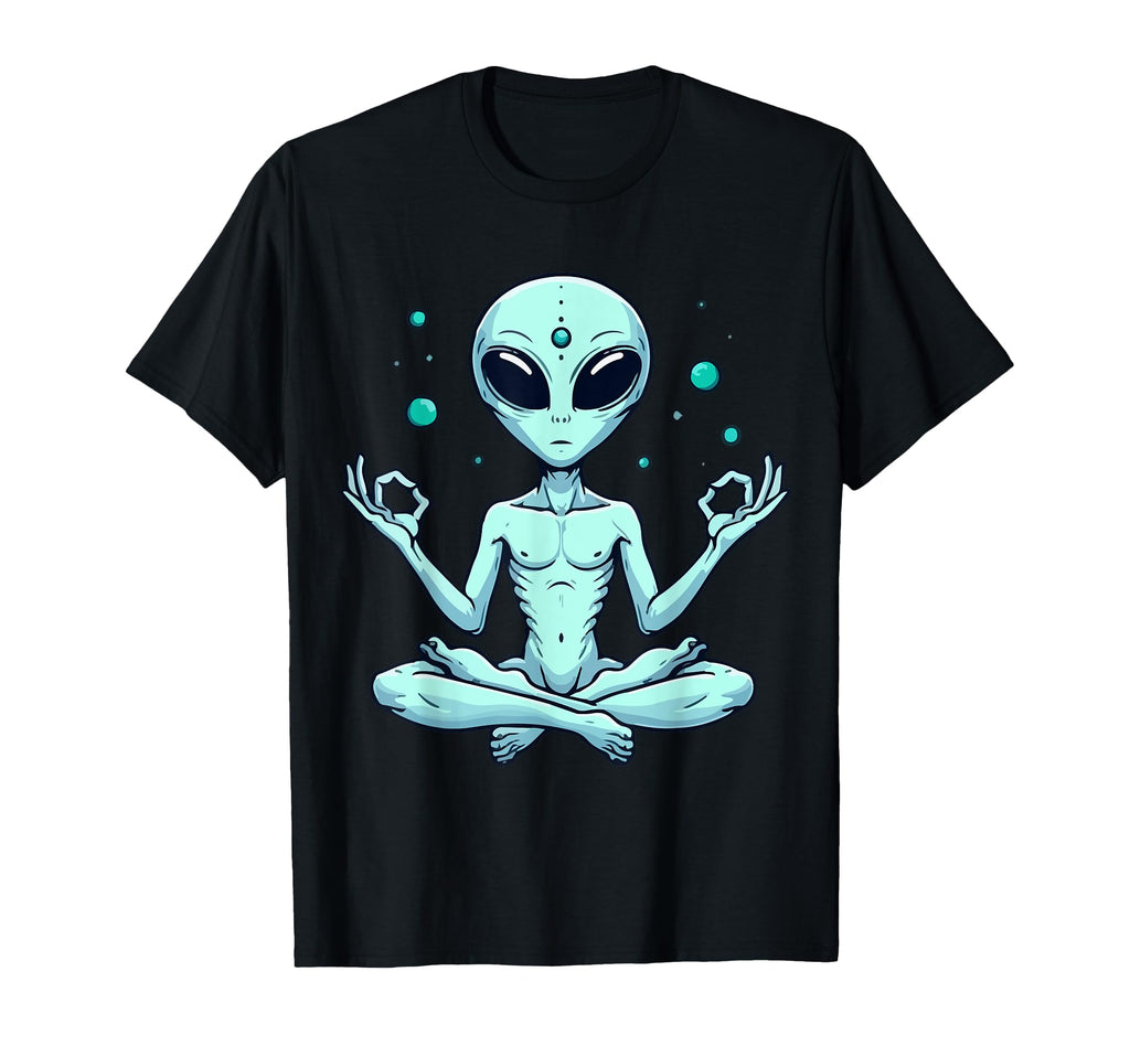 Meditation Alien Yoga Pose Relaxing T-Shirt - Custom Art Print Unisex - T-Shirt, Sweatshirt, Hoodie