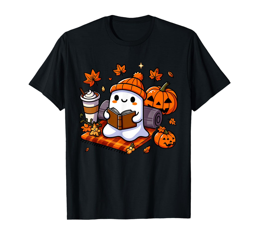 Ghost Reading Book And Coffee T-Shirt - Casual Everyday Wear for Adults - T-Shirt, Sweatshirt, Hoodie