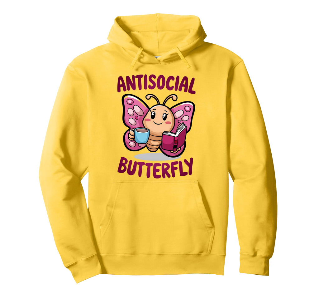 Groovy Anti Social Butterfly Ironic Hoodie - Minimalist Print for Adults - T-Shirt, Sweatshirt, Hoodie