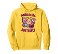 Groovy Anti Social Butterfly Ironic Hoodie - Minimalist Print for Adults - T-Shirt, Sweatshirt, Hoodie