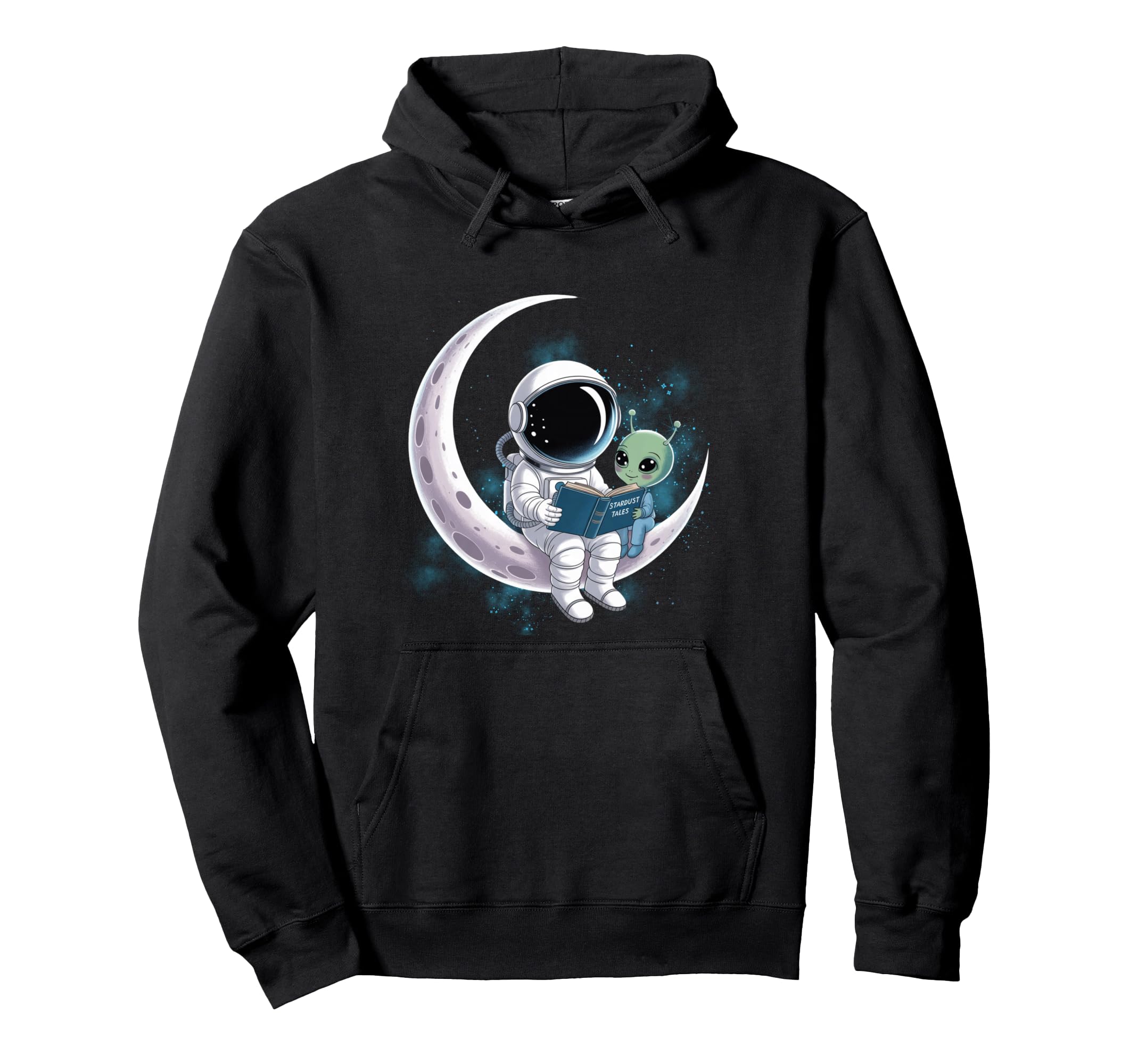 Astronaut Reading Book To Alien Moon Hoodie - Unique Graphic Men Women - T-Shirt, Sweatshirt, Hoodie