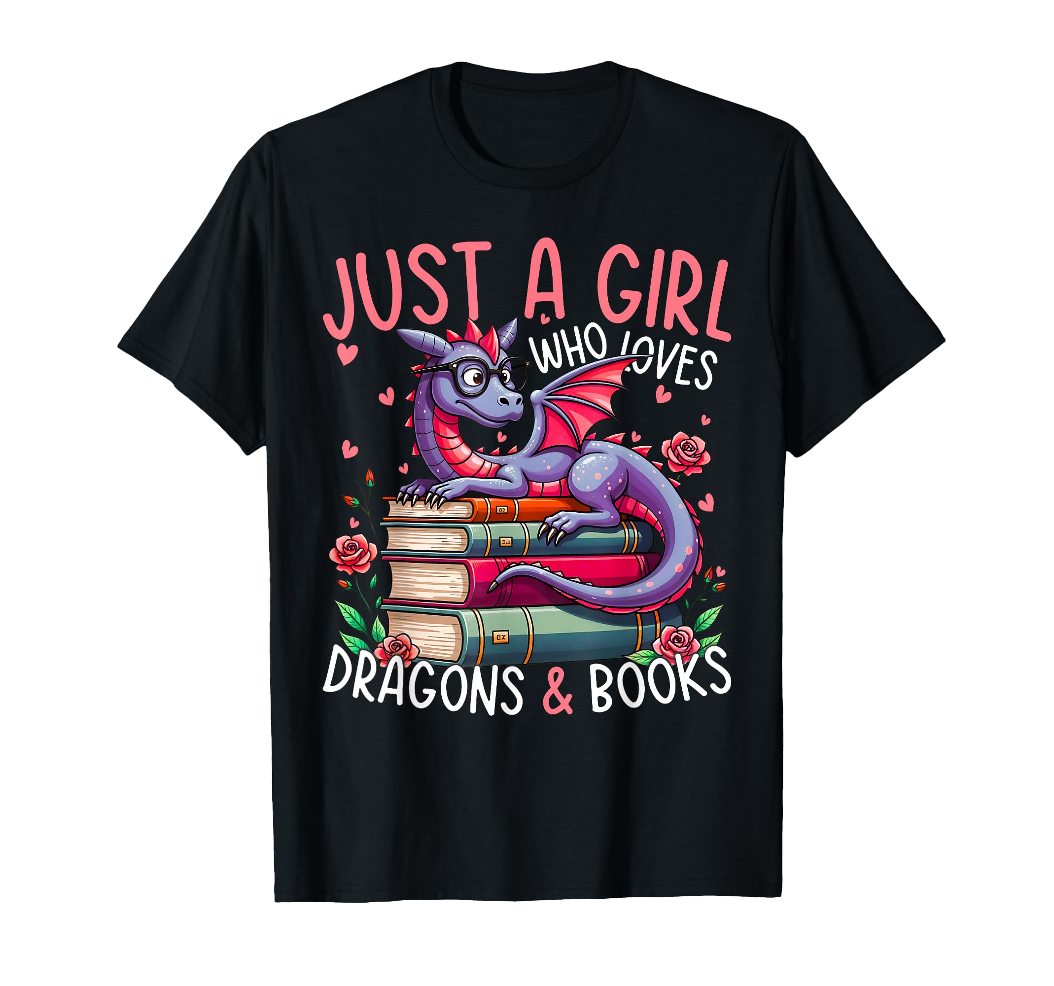 Just Who Loves Dragons And Books Floral T-Shirt - Trendy Graphic Unisex - T-Shirt, Sweatshirt, Hoodie