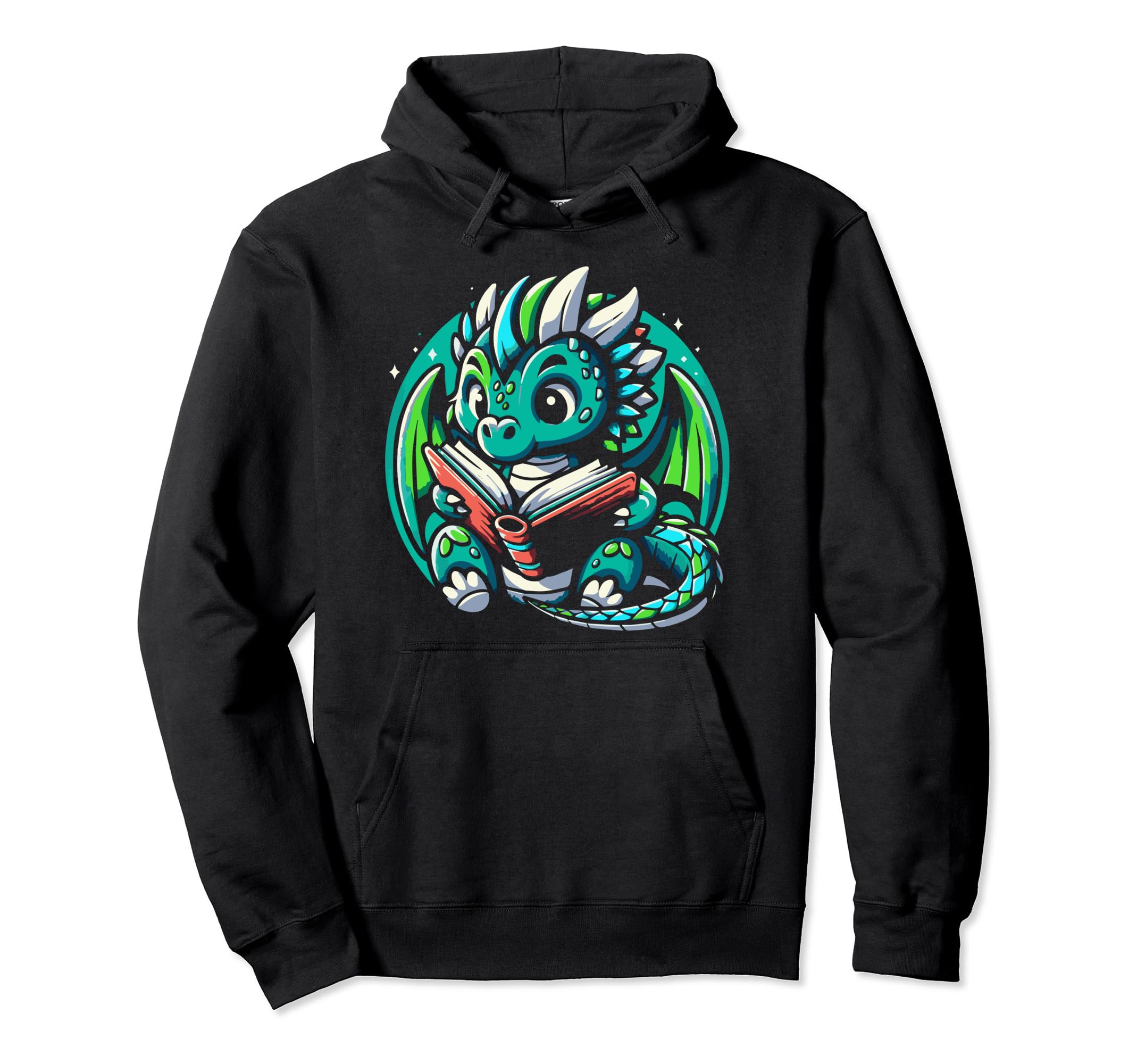 Dragon Reading Book Dragon Enthusiast Hoodie - Aesthetic Graphic Unisex - T-Shirt, Sweatshirt, Hoodie