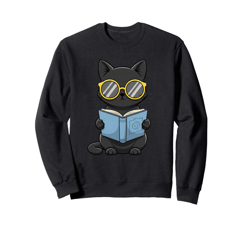 Cat Reading Book Nerd Kitty Sweatshirt - Aesthetic Graphic for Adults - T-Shirt, Sweatshirt, Hoodie