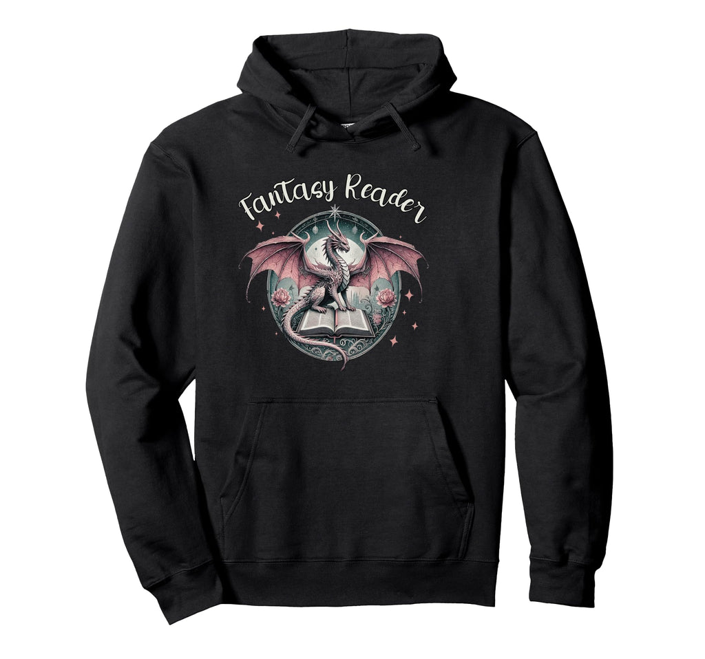 Fantasy Reader Dragon Book Lover Hoodie - Unique Graphic Men Women - T-Shirt, Sweatshirt, Hoodie