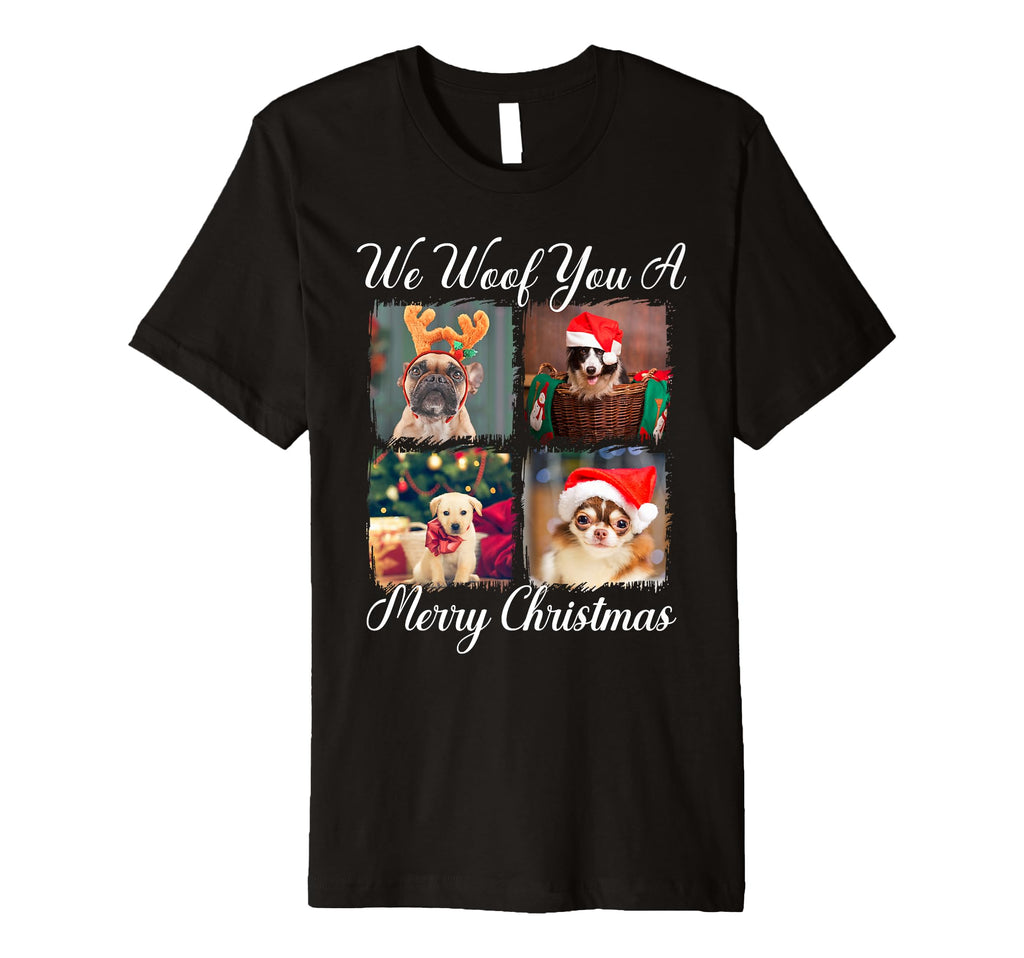 We Woof You Merry Dogs Santa Hats T-Shirt - Trendy Graphic for Adults - T-Shirt, Sweatshirt, Hoodie