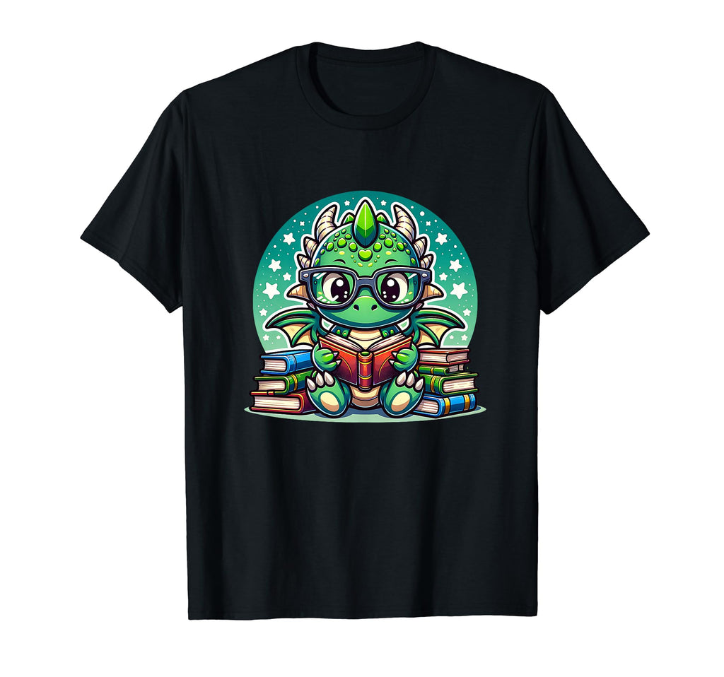 Dragon Glasses Reading Book Bookworm T-Shirt - Aesthetic Graphic Men Women - T-Shirt, Sweatshirt, Hoodie