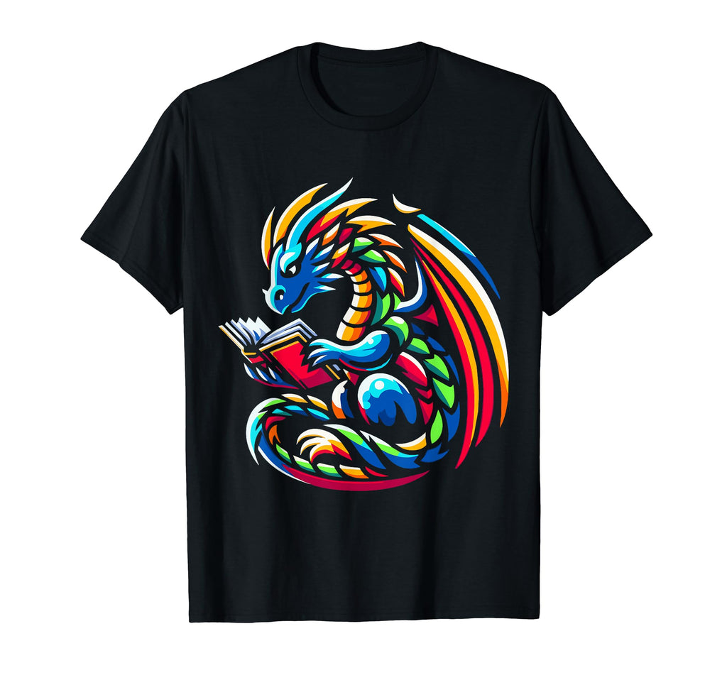 Dragon Reading Book Dragon Enthusiast T-Shirt - Trendy Graphic for Adults - T-Shirt, Sweatshirt, Hoodie