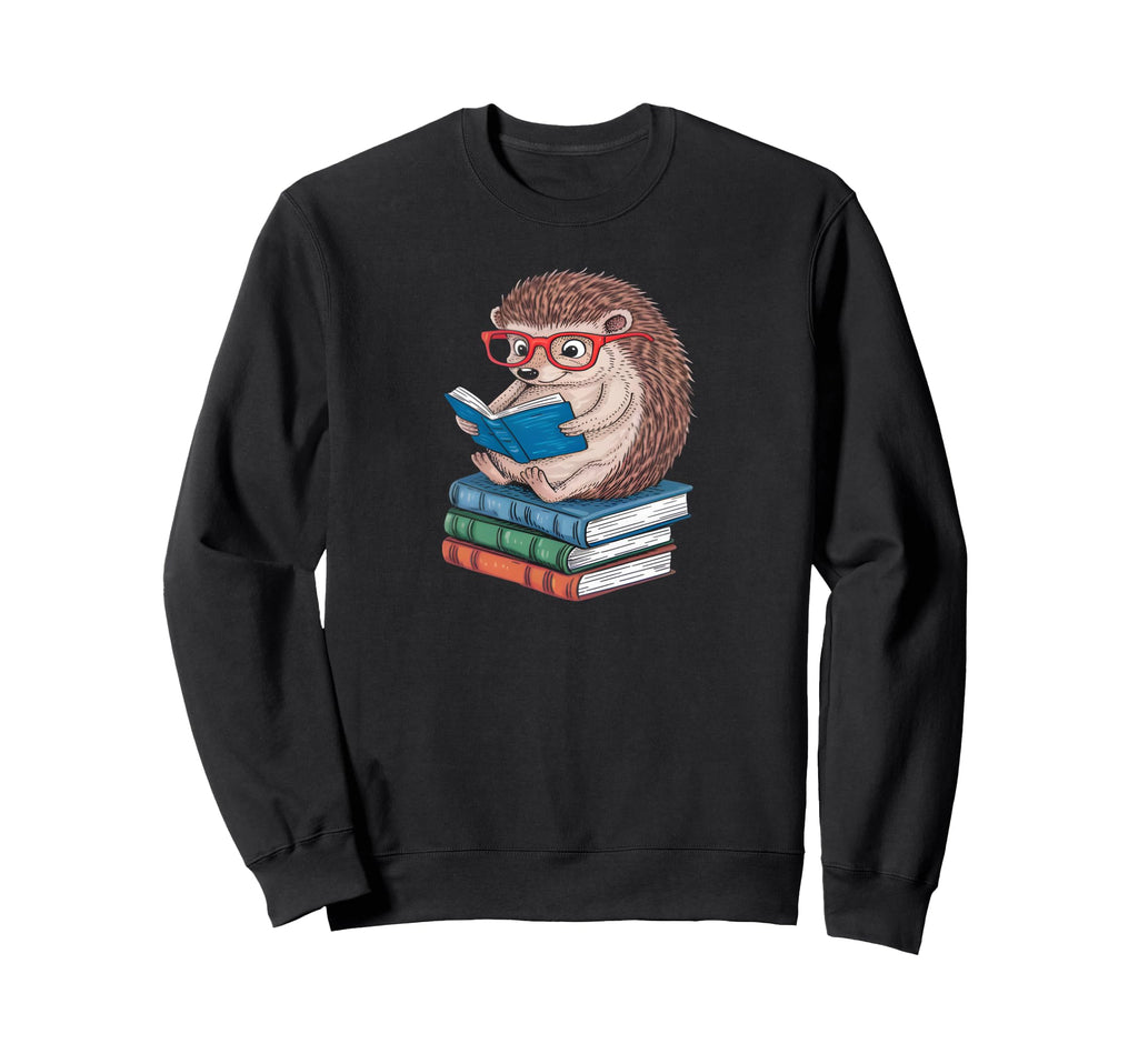 Hedgehog Book Nerd Funny Readers Sweatshirt - Graphic Print Unisex - T-Shirt, Sweatshirt, Hoodie
