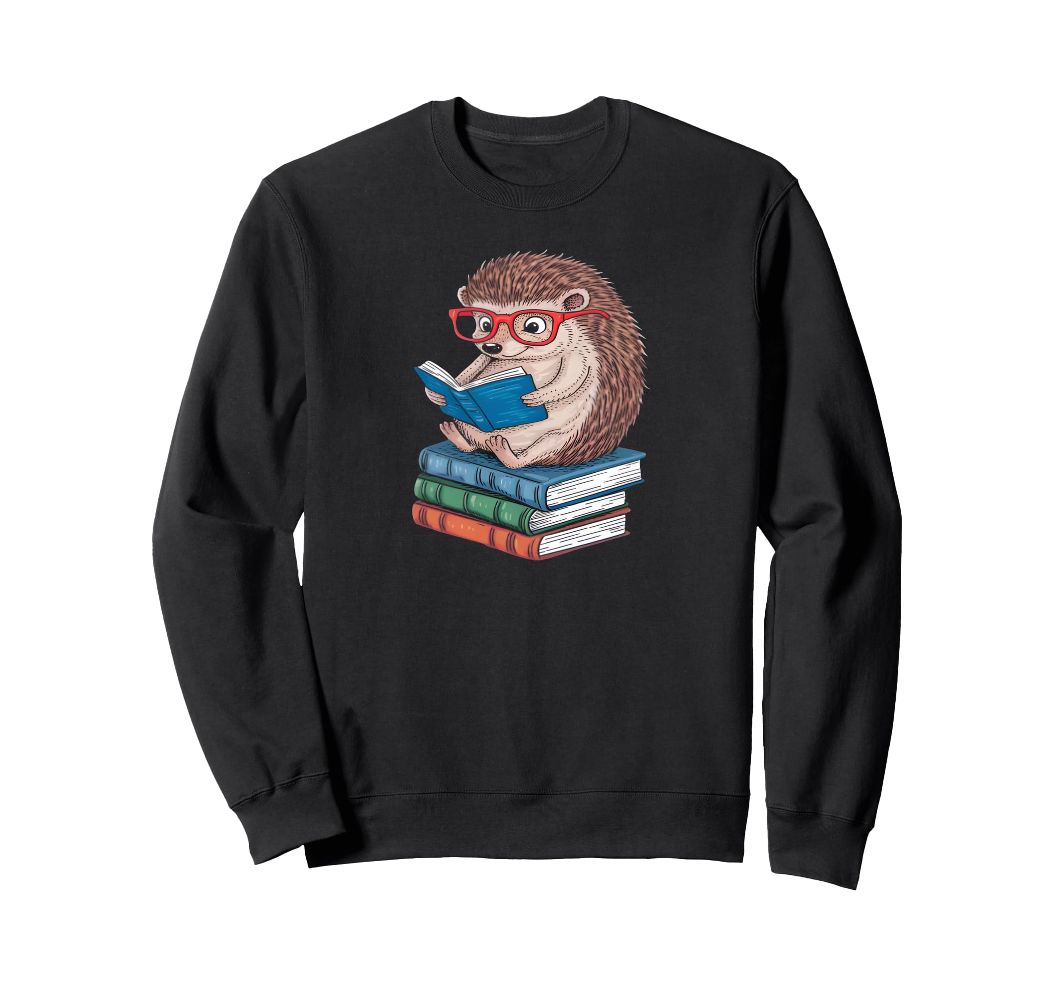 Hedgehog Book Nerd Funny Readers Sweatshirt - Graphic Print Unisex - T-Shirt, Sweatshirt, Hoodie