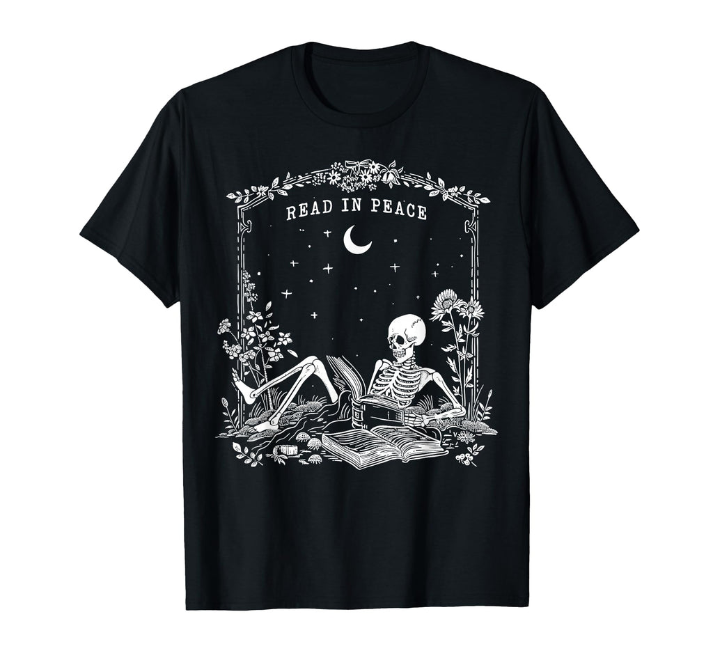 Read Peace Skeleton Reading Book T-Shirt - Streetwear Style for Adults - T-Shirt, Sweatshirt, Hoodie