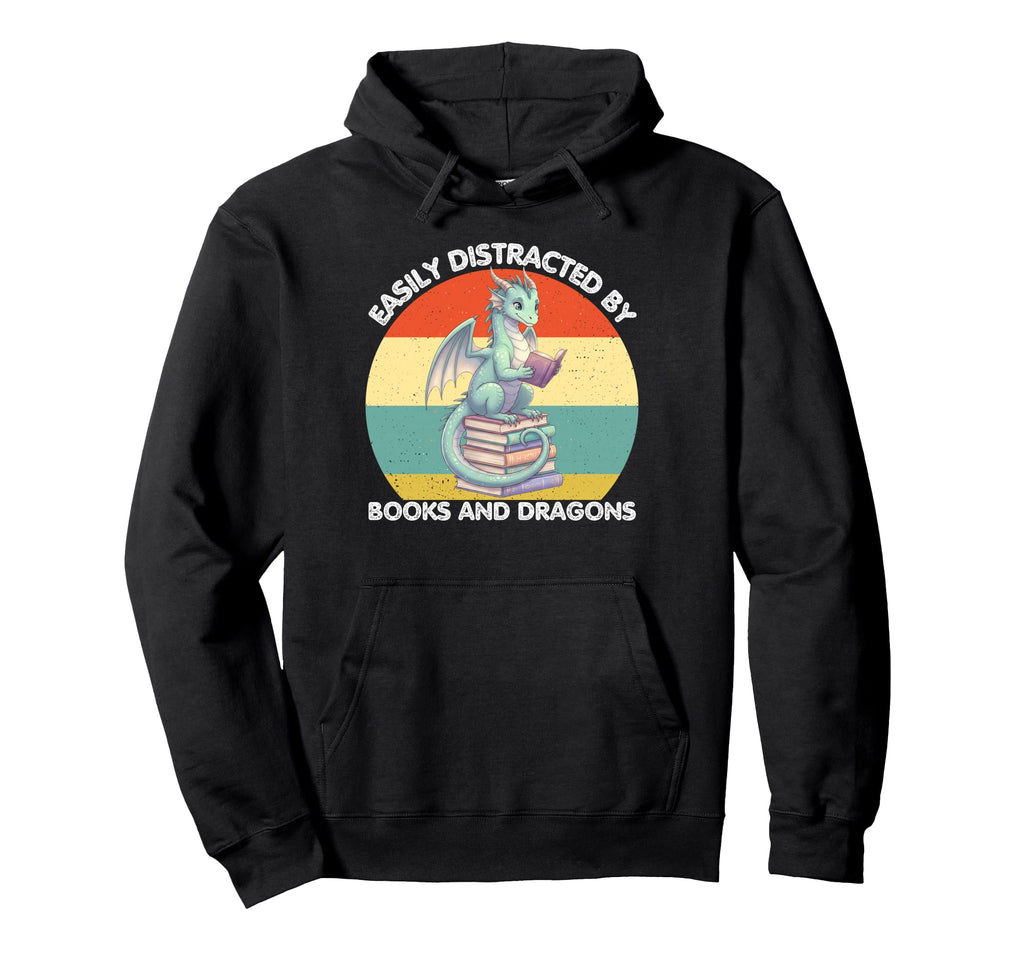 Funny Distracted Books And Dragons Hoodie - Streetwear Style Men Women - T-Shirt, Sweatshirt, Hoodie