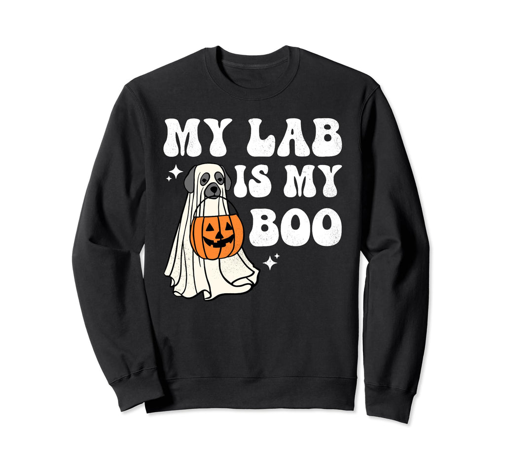 Halloween Black Lab Ghost Dog Lab Mom Sweatshirt - Graphic Print Unisex - T-Shirt, Sweatshirt, Hoodie
