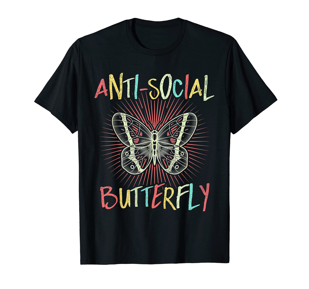 Anti Social Butterfly Shy Distressed T-Shirt - Casual Everyday Wear Unisex - T-Shirt, Sweatshirt, Hoodie