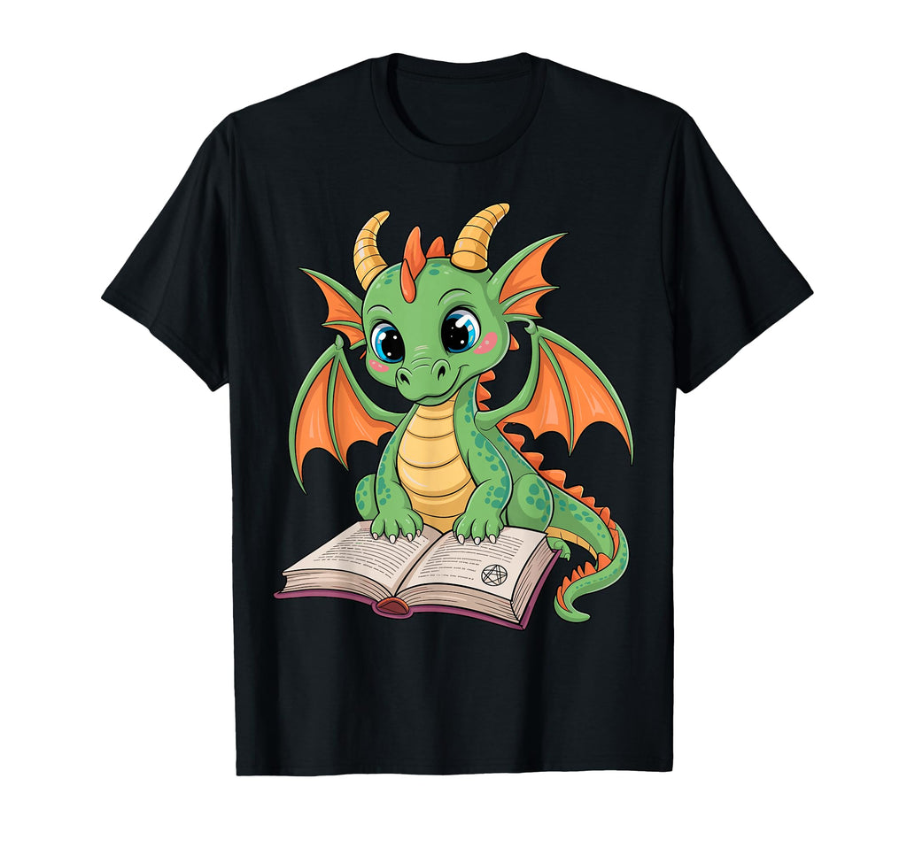 Dragon Reading Book T-Shirt - Minimalist Print Unisex - T-Shirt, Sweatshirt, Hoodie
