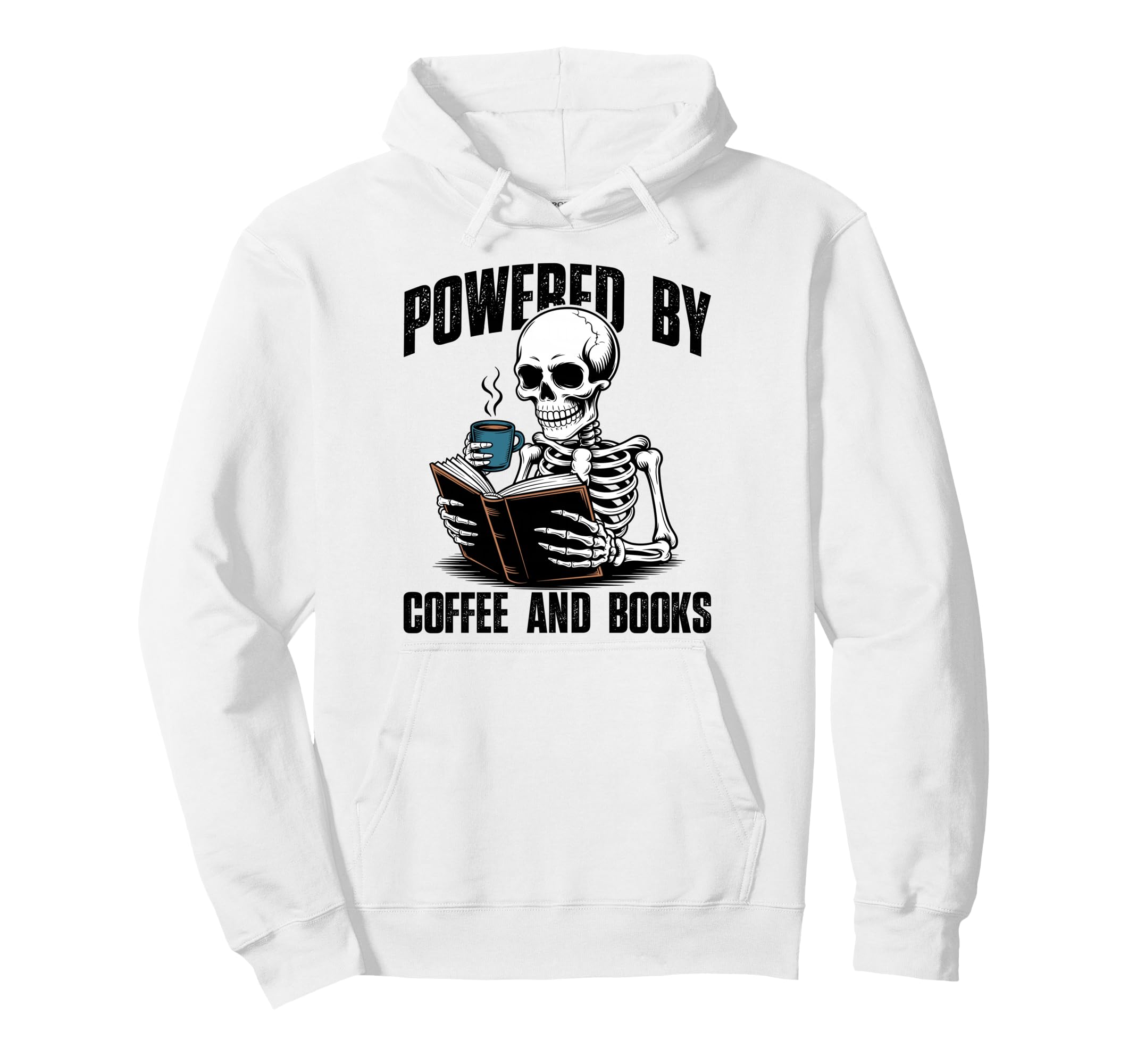 Funny Skeleton Reading Book Coffee Hoodie - Minimalist Print Men Women - T-Shirt, Sweatshirt, Hoodie