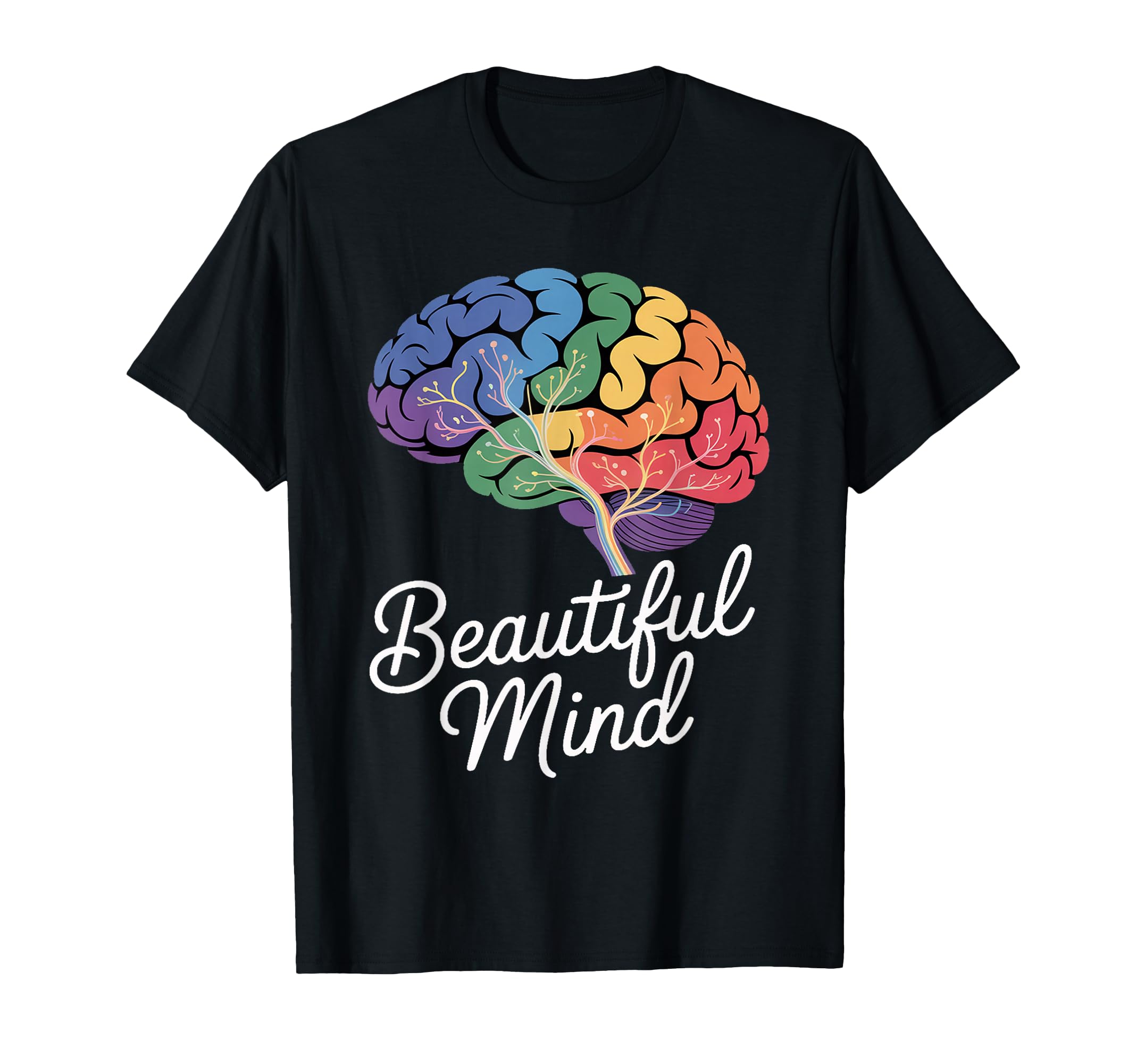 Beautiful Mind Rainbow Brain Tree T-Shirt - Custom Art Print Men Women - T-Shirt, Sweatshirt, Hoodie