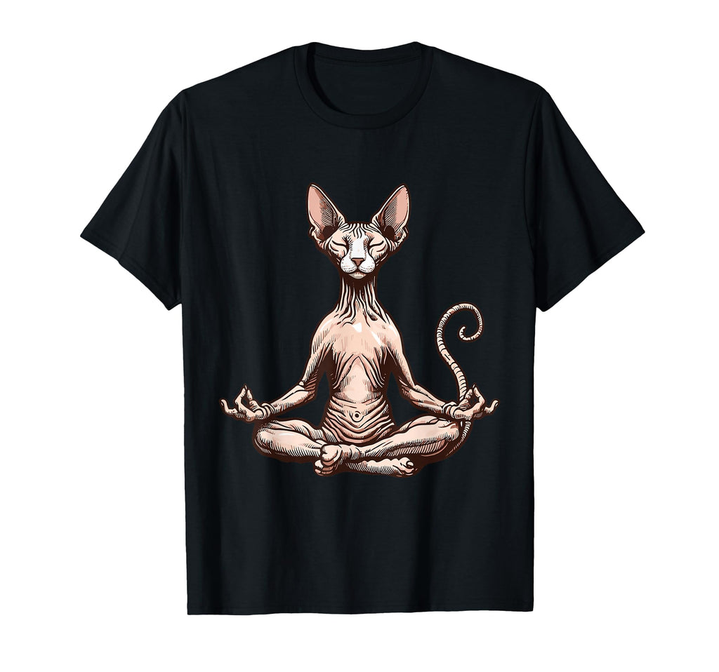 Meditation Sphynx Hairless Cat T-Shirt - Casual Everyday Wear Men Women - T-Shirt, Sweatshirt, Hoodie