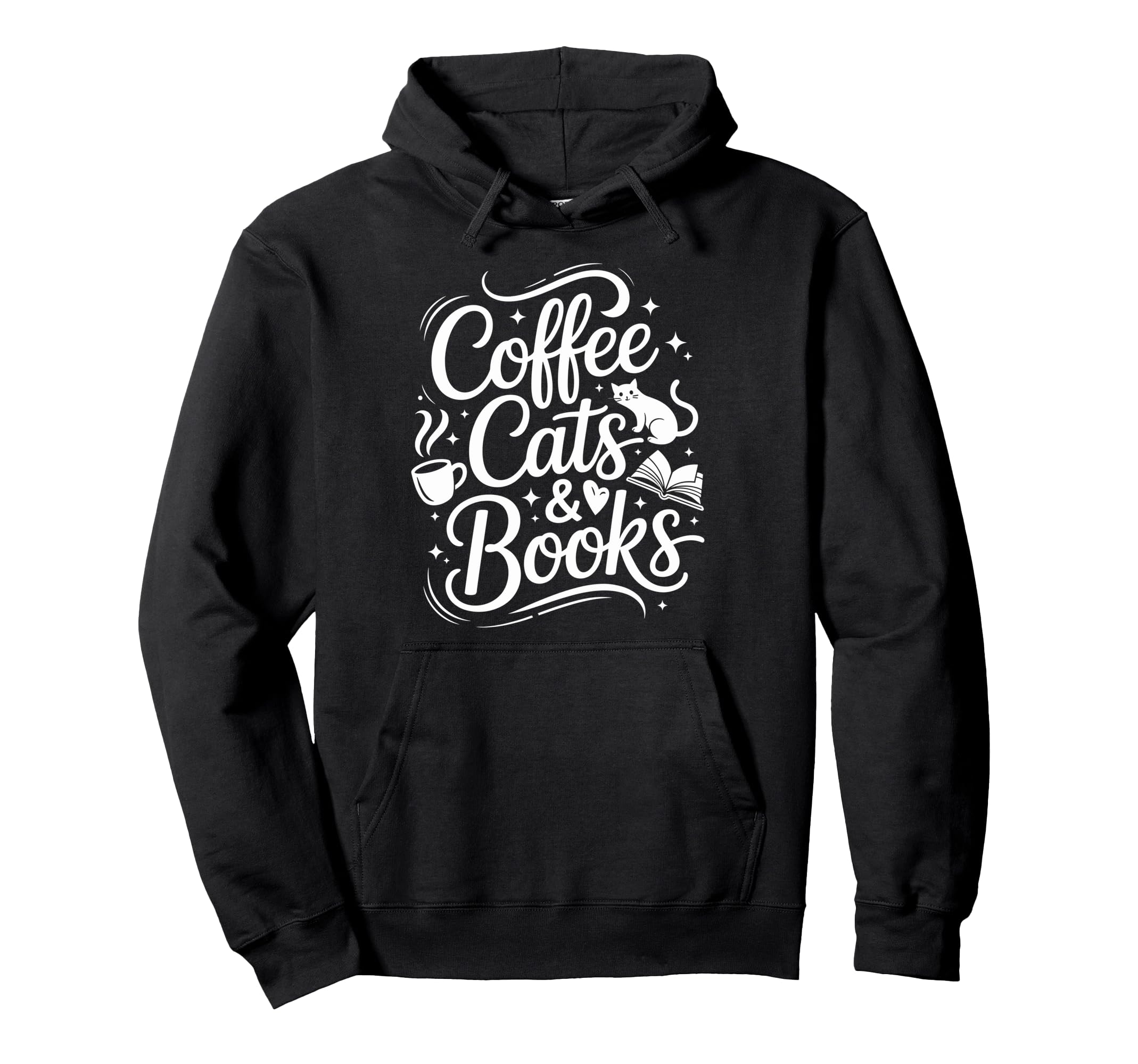 Coffee Cats Books Funny Reading Book Hoodie - Aesthetic Graphic for Adults - T-Shirt, Sweatshirt, Hoodie