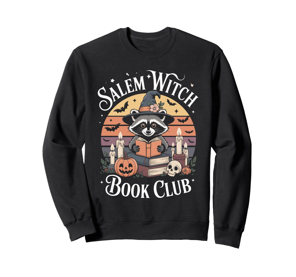 Salem Witch Book Club Raccoon Halloween Sweatshirt - Novelty Apparel Unisex - T-Shirt, Sweatshirt, Hoodie