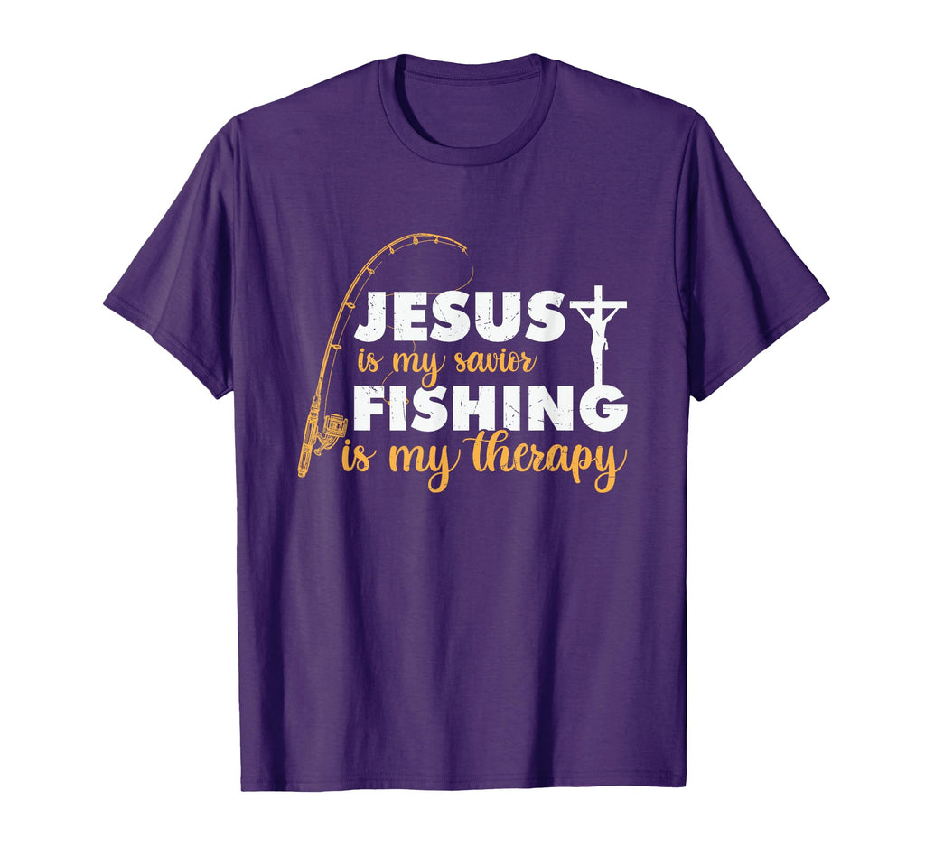 Jesus Is My Savior Fishing Is My Therapy T-Shirt - Graphic Print Men Women - T-Shirt, Sweatshirt, Hoodie