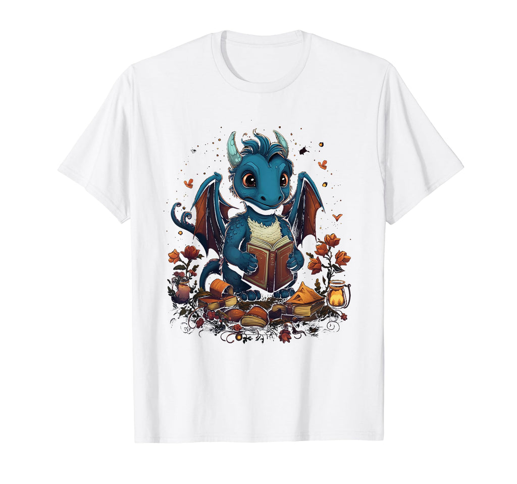 Book Dragon Reading Books Bookworm T-Shirt - Novelty Apparel for Adults - T-Shirt, Sweatshirt, Hoodie