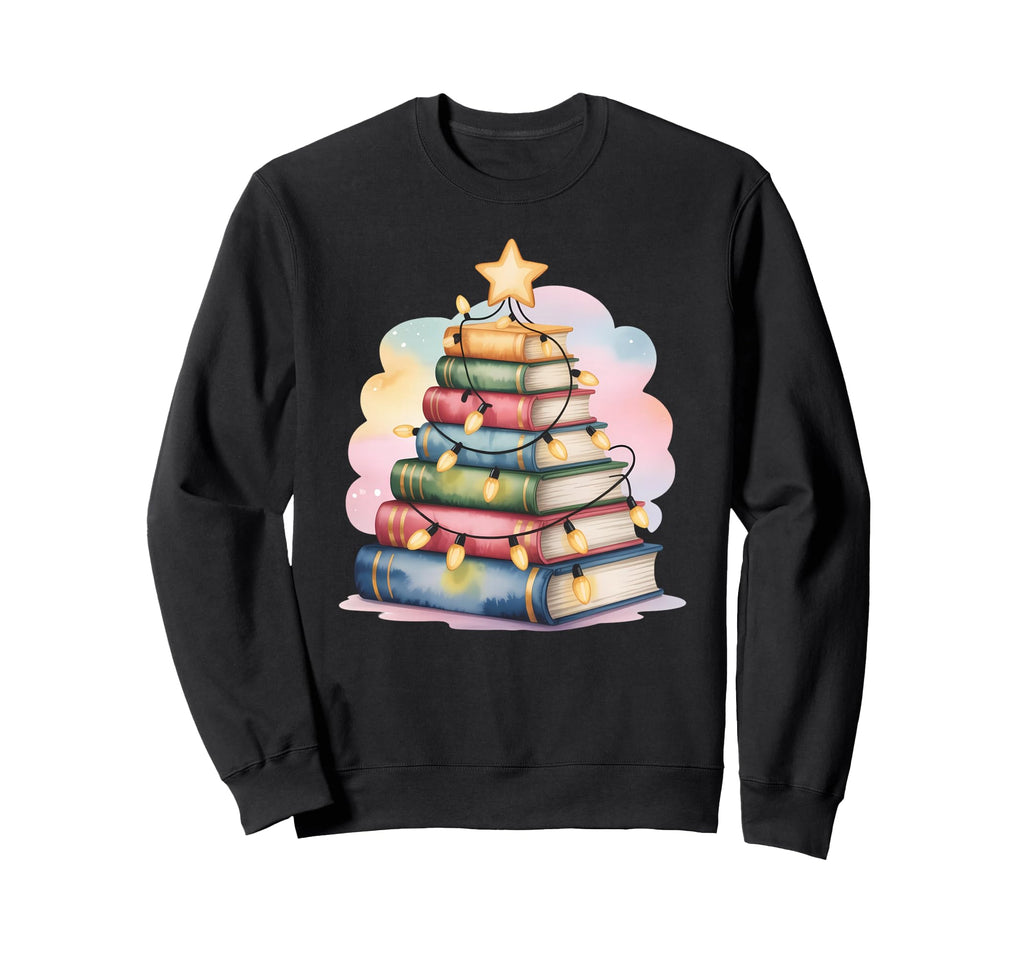 Book Tree Lights Book Lover Nerd Sweatshirt - Fun Novelty Design Unisex - T-Shirt, Sweatshirt, Hoodie