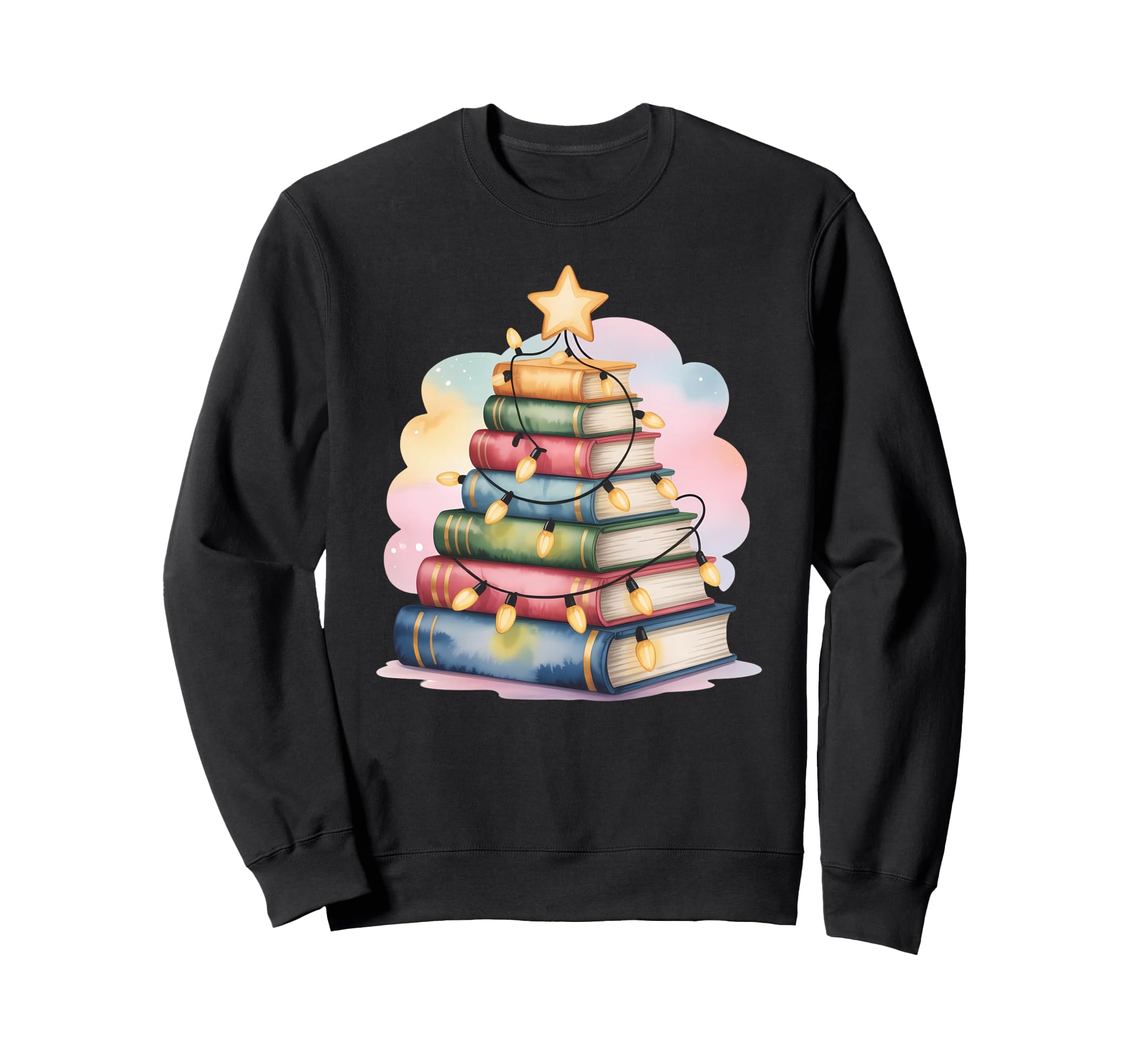 Book Tree Lights Book Lover Nerd Sweatshirt - Fun Novelty Design Unisex - T-Shirt, Sweatshirt, Hoodie