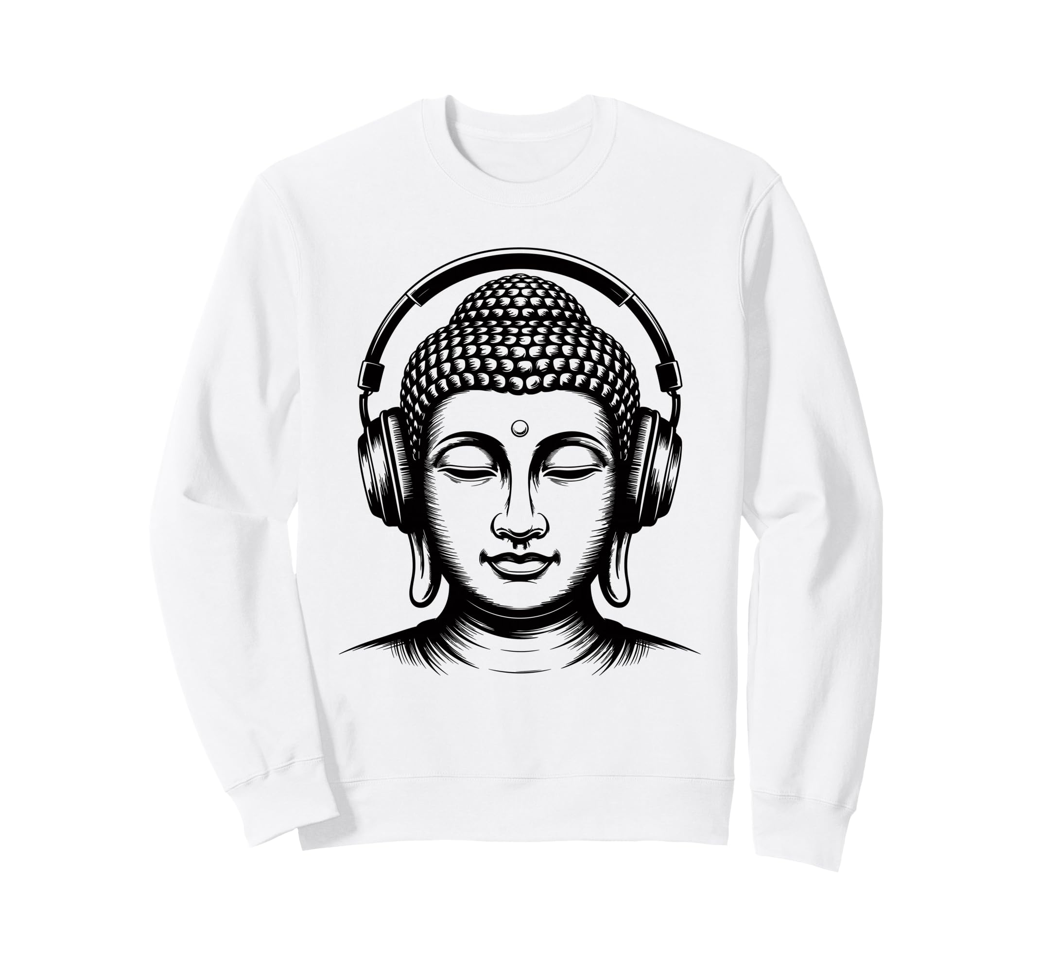 Buddha Headphones Mindfulness Music Sweatshirt - Novelty Apparel Men Women - T-Shirt, Sweatshirt, Hoodie