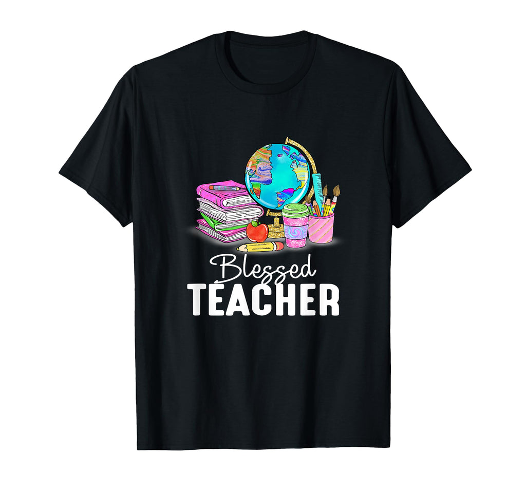 Blessed Teacher Books Coffee School T-Shirt - Novelty Apparel for Adults - T-Shirt, Sweatshirt, Hoodie