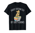 Easily Distracted Cats And Books T-Shirt - Aesthetic Graphic Unisex - T-Shirt, Sweatshirt, Hoodie