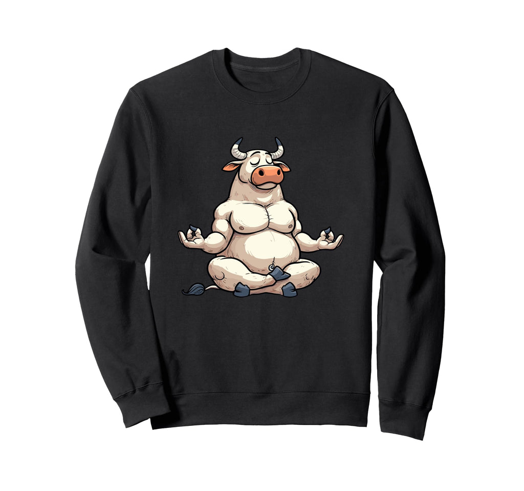 Meditation Bull Yoga Pose Relaxing Sweatshirt - Trendy Graphic for Adults - T-Shirt, Sweatshirt, Hoodie