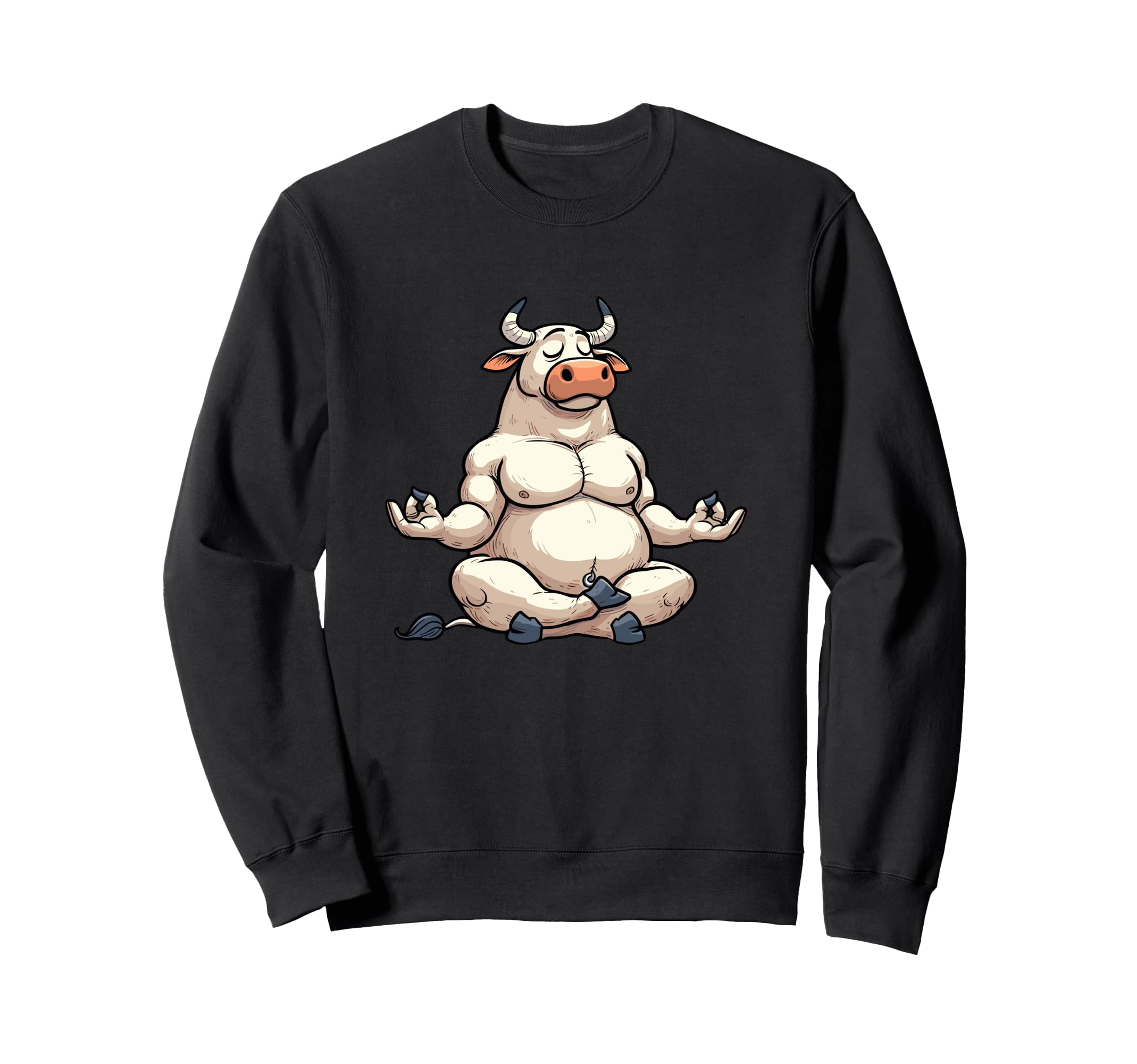 Meditation Bull Yoga Pose Relaxing Sweatshirt - Trendy Graphic for Adults - T-Shirt, Sweatshirt, Hoodie