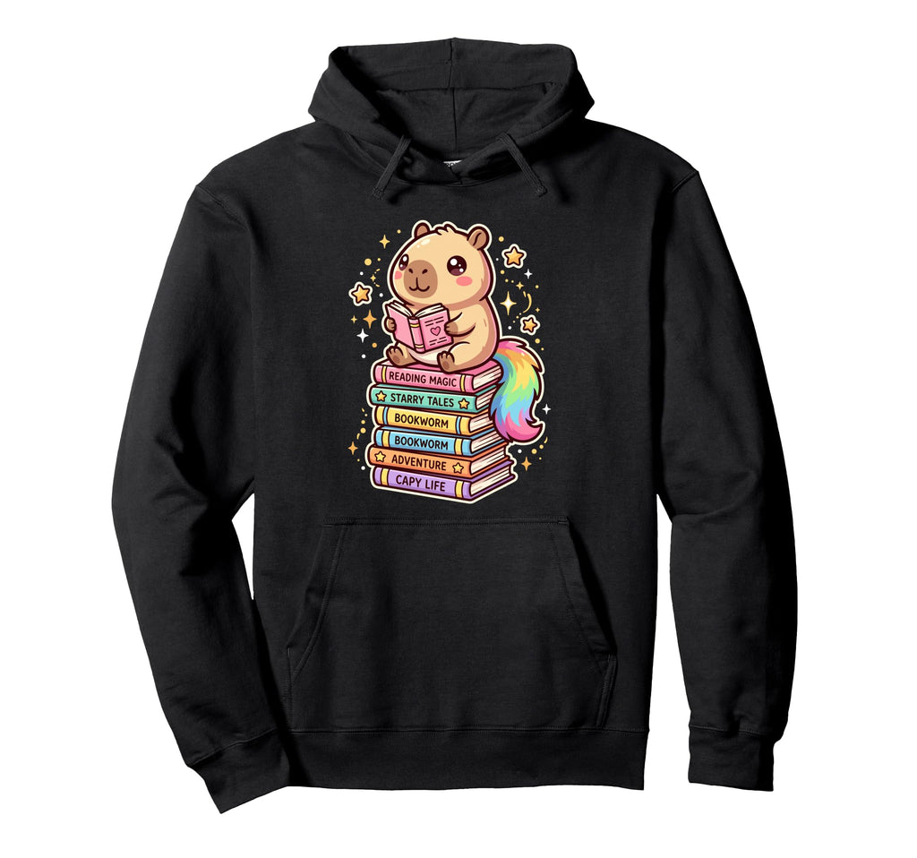 Funny Capybara Reading Books Bookworm Hoodie - Streetwear Style Men Women - T-Shirt, Sweatshirt, Hoodie
