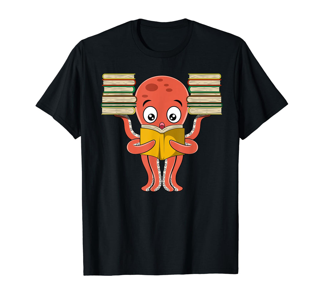 Octopus Reading Books Funny T-Shirt - Fun Novelty Design Men Women - T-Shirt, Sweatshirt, Hoodie
