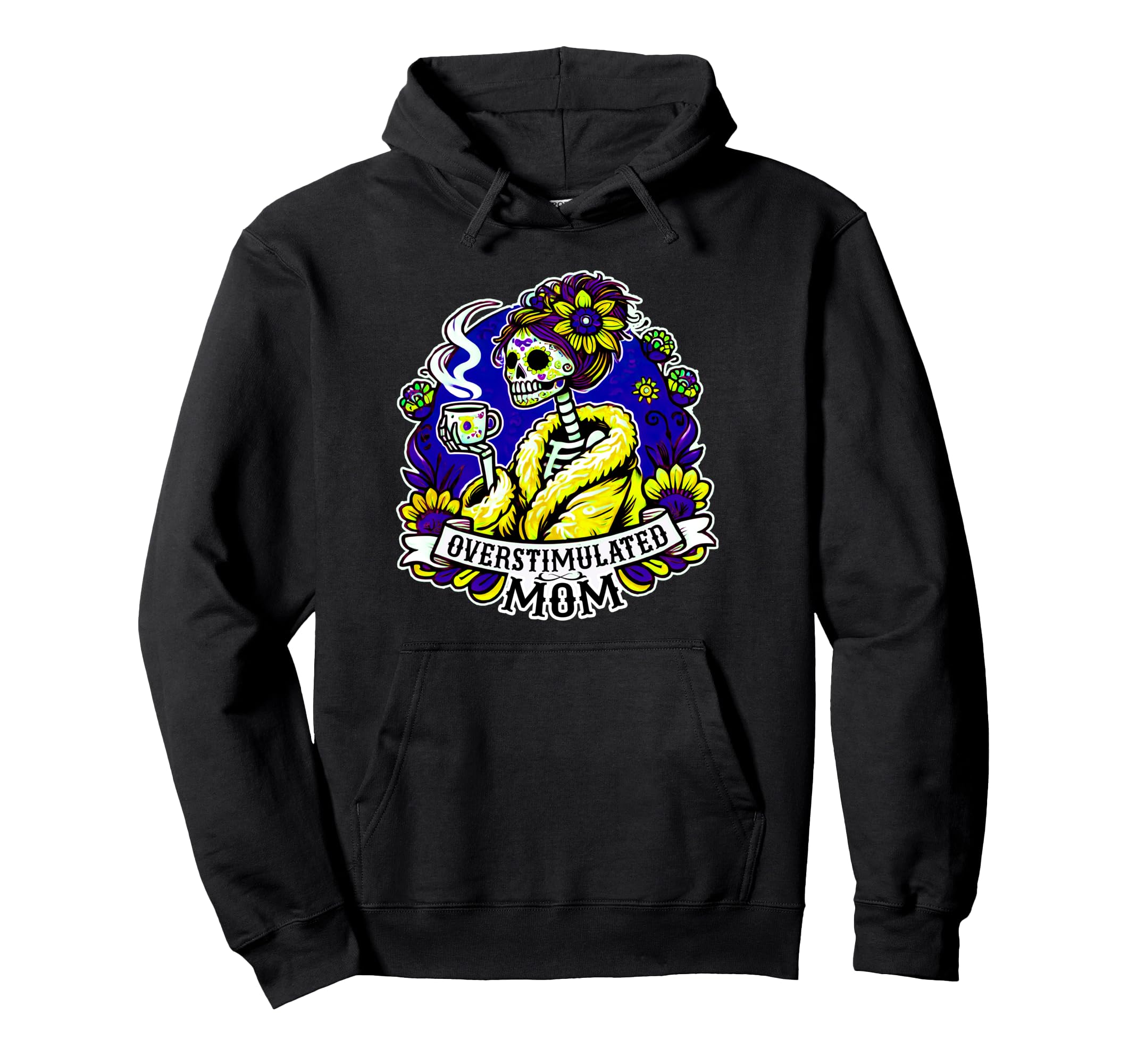 Coffee Obsessed Skeleton Mom Dia De Los Hoodie - Minimalist Print Unisex - T-Shirt, Sweatshirt, Hoodie