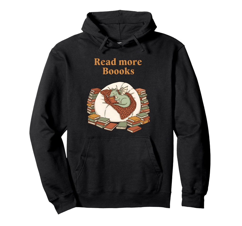 Read More Booooks Dragon Cozy Reading Hoodie - Aesthetic Graphic Men Women - T-Shirt, Sweatshirt, Hoodie