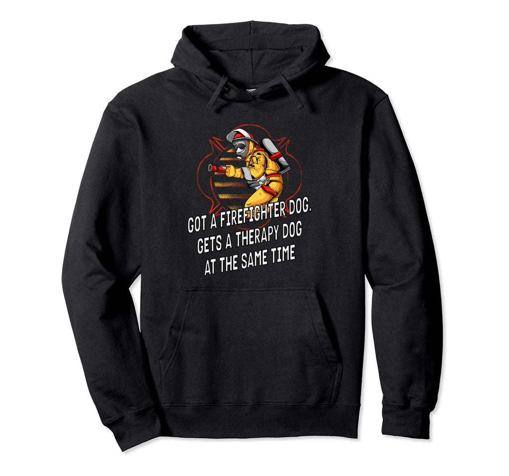 Gets Firefighter Dog Therapy Dog Fire Hoodie - Streetwear Style Unisex - T-Shirt, Sweatshirt, Hoodie