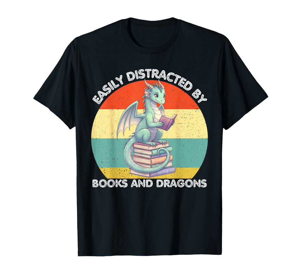 Funny Distracted Books And Dragons T-Shirt - Unique Graphic Men Women - T-Shirt, Sweatshirt, Hoodie