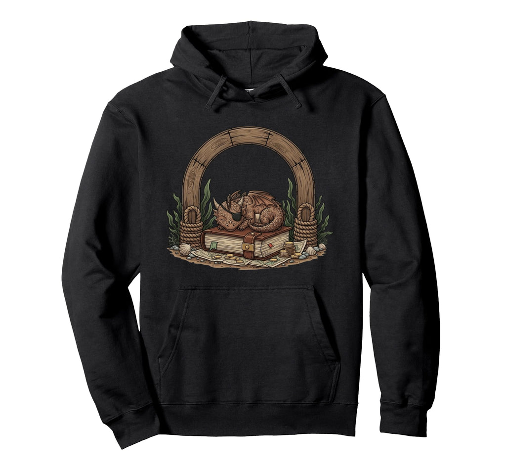 Pirate Dragon Napping Book Treasure Hoodie - Fun Novelty Design for Adults - T-Shirt, Sweatshirt, Hoodie