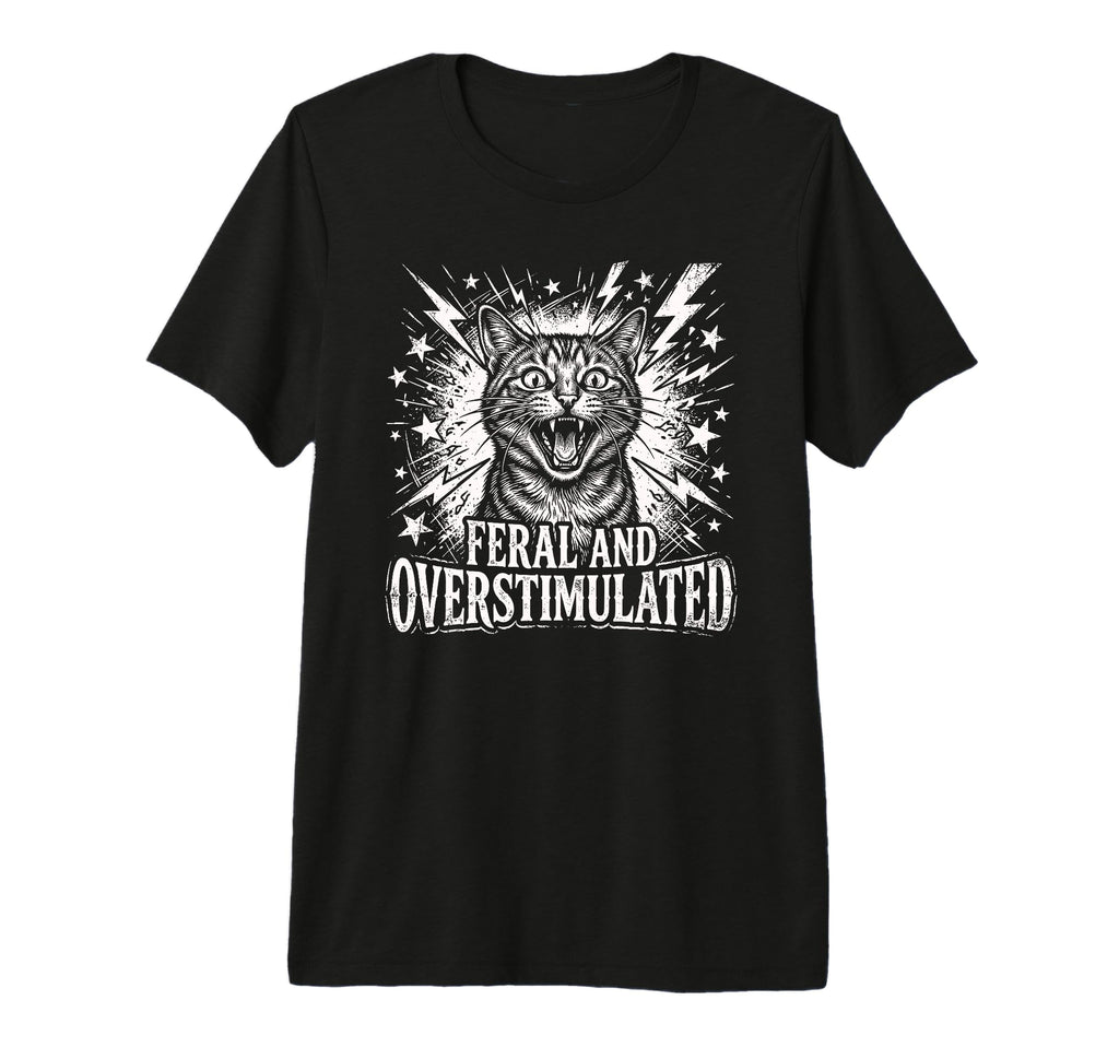 Feral And Overstimulated Autism Cat Tri T-Shirt - Graphic Print Unisex - T-Shirt, Sweatshirt, Hoodie