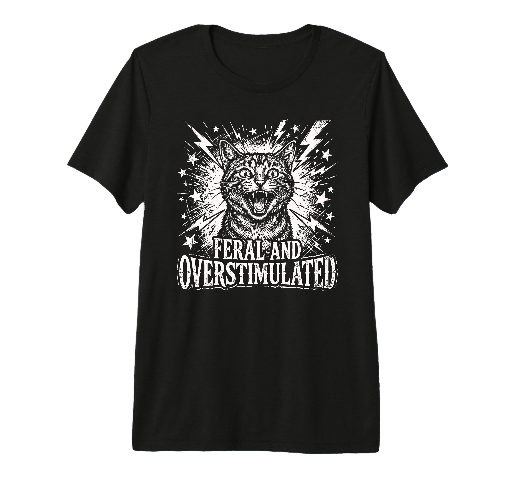 Feral And Overstimulated Autism Cat Tri T-Shirt - Graphic Print Unisex - T-Shirt, Sweatshirt, Hoodie