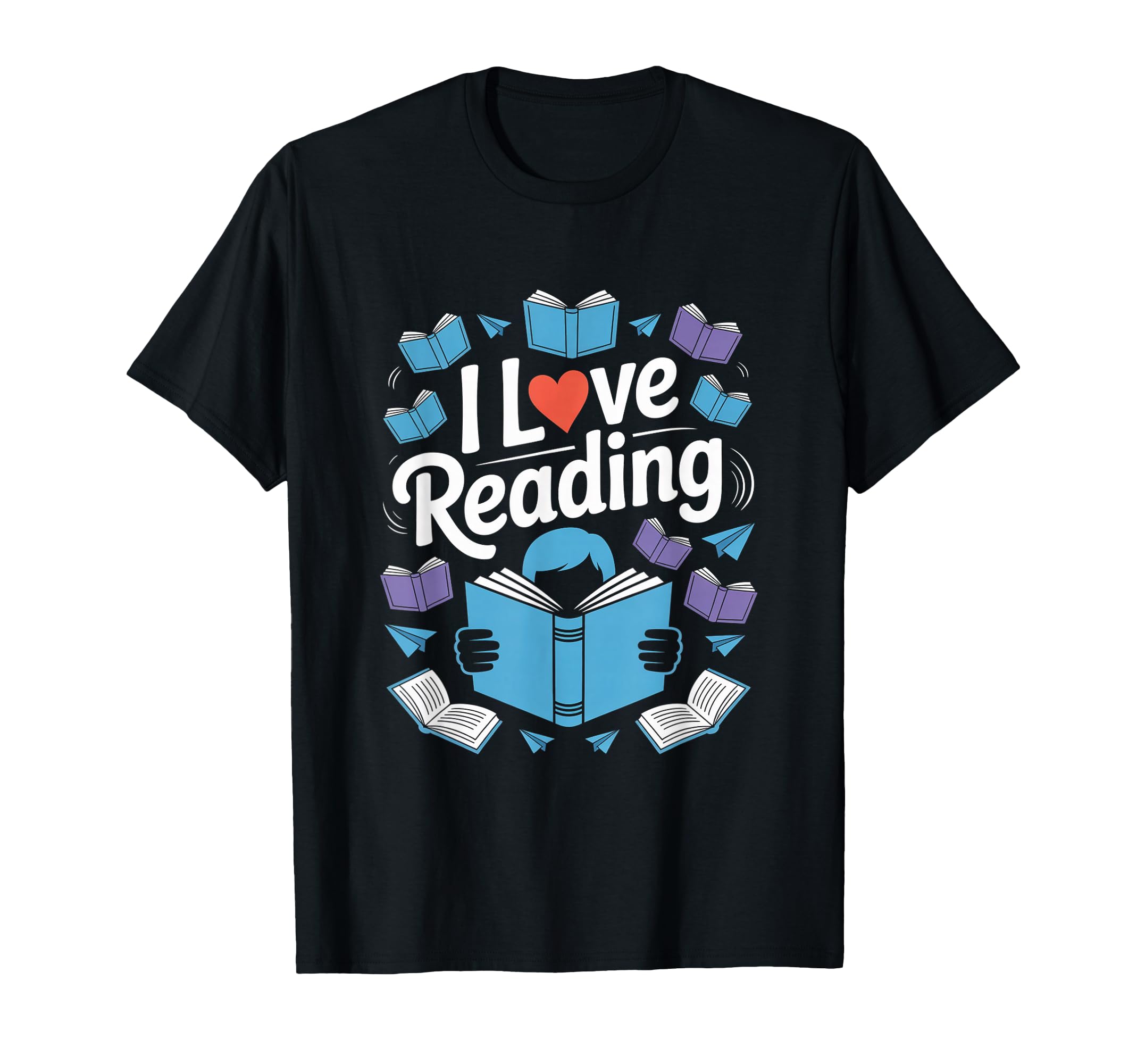 I Love Reading Books Enthusiast Heart T-Shirt - Novelty Apparel Men Women - T-Shirt, Sweatshirt, Hoodie