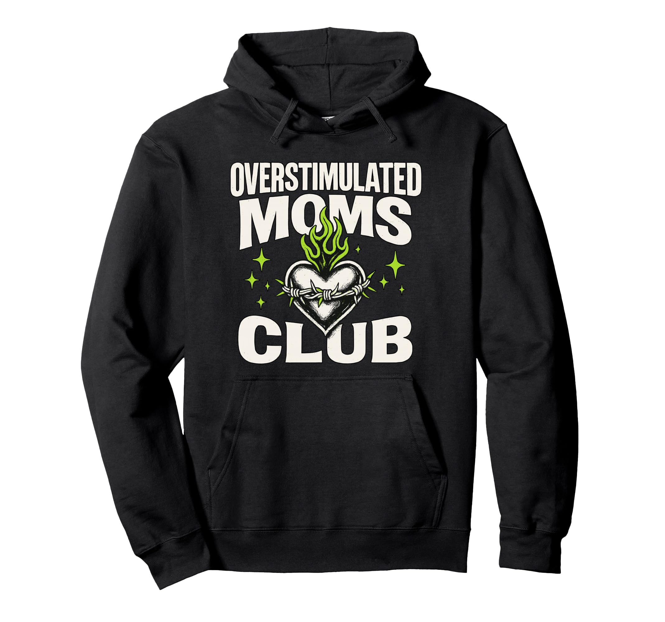 Overstimulated Moms Club Bold Heart Hoodie - Trendy Graphic for Adults - T-Shirt, Sweatshirt, Hoodie